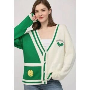 FATE Pickleball Embroidered Cardigan Sweater Small NWoT